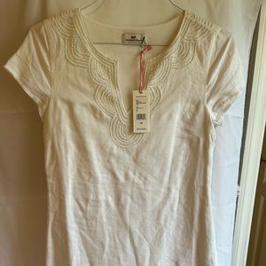 Vineyard vines linen white beaded dress